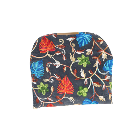 Cotton Embroidered Clutch Bag with Gold Chain in Vibrant Floral Design